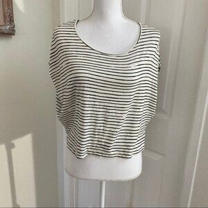 Mouchette Top Striped Drape Sleeves Scoop Neck Boxy Sz XS